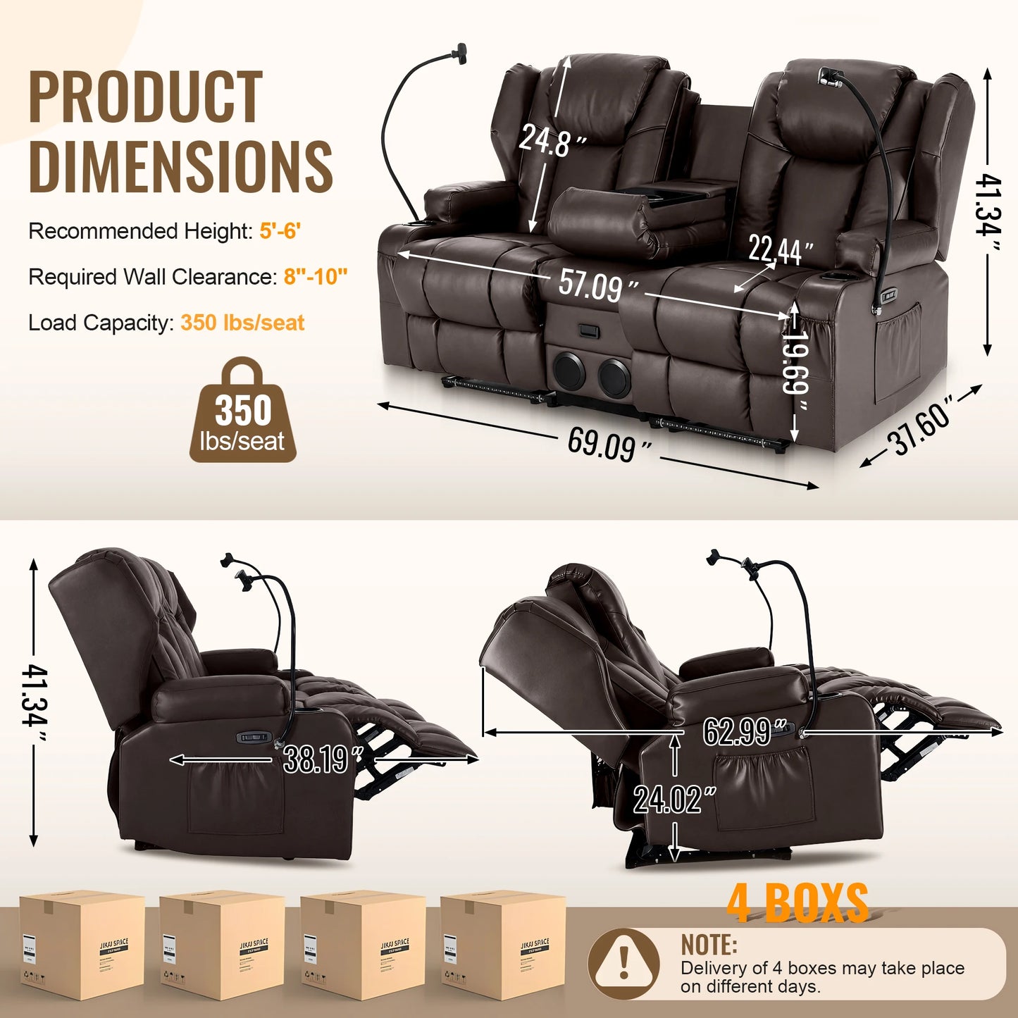 Redlife Loveseat Electric Recliner Sofa