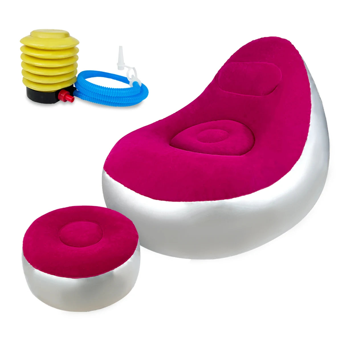 Inflatable Lazy Sofa/Chair Folding Portable                                            Lazy Sofa with Foot Stool Air Couch Sofa for Livingroom and Bedroom