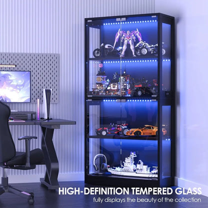 4-Tier Glass Cabinet with LED Lights
