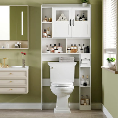 Over Toilet Storage Cabinet With Glass Door,