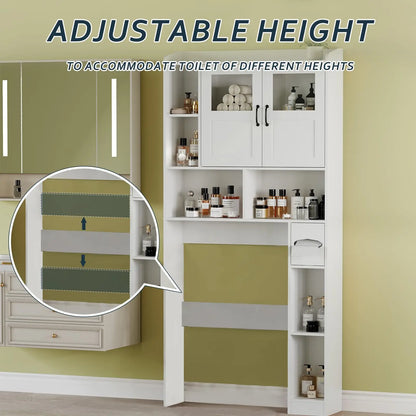 Over Toilet Storage Cabinet With Glass Door,
