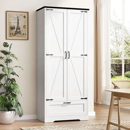 Kitchen Pantry Storage Cabinet with Barn Doors