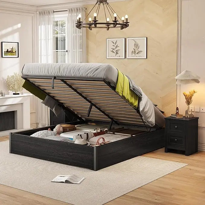 Lift Up Storage Underneath Bed Solid Wood