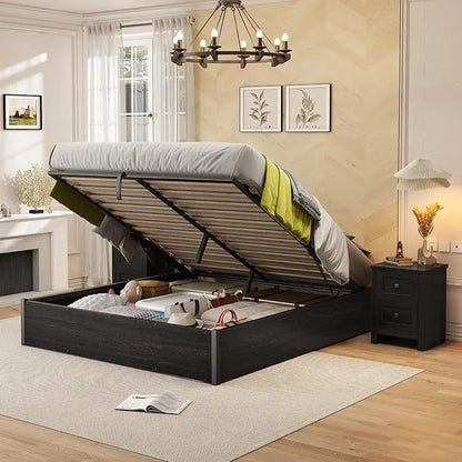 Lift Up Storage Underneath Bed Solid Wood