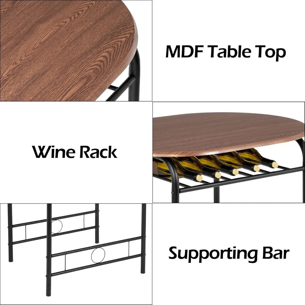 Small Kitchen Table Set for 2 with Wine Rack