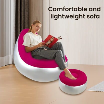 Inflatable Lazy Sofa/Chair Folding Portable                                            Lazy Sofa with Foot Stool Air Couch Sofa for Livingroom and Bedroom