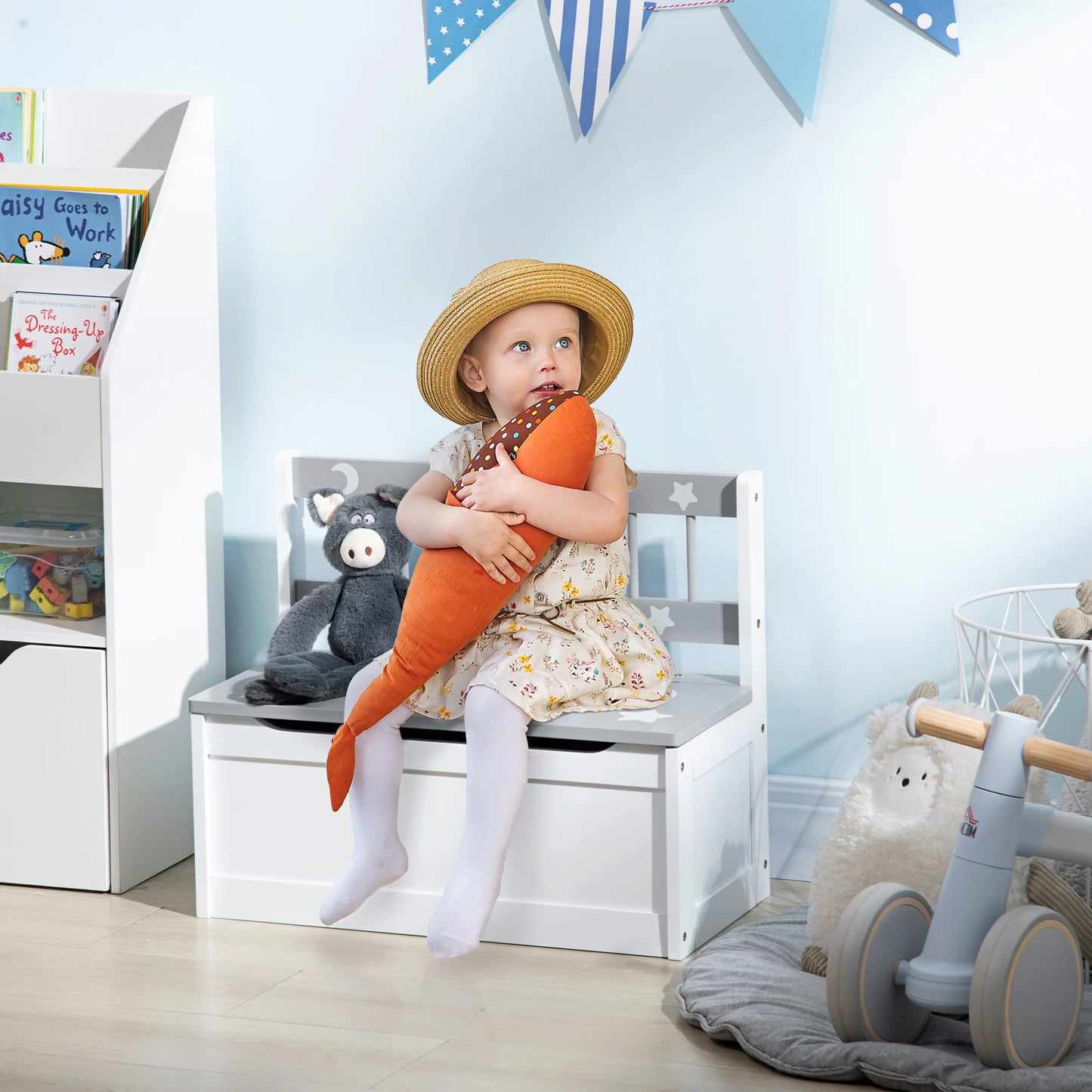 2-IN-1 Toy Chest, Kids Storage Bench