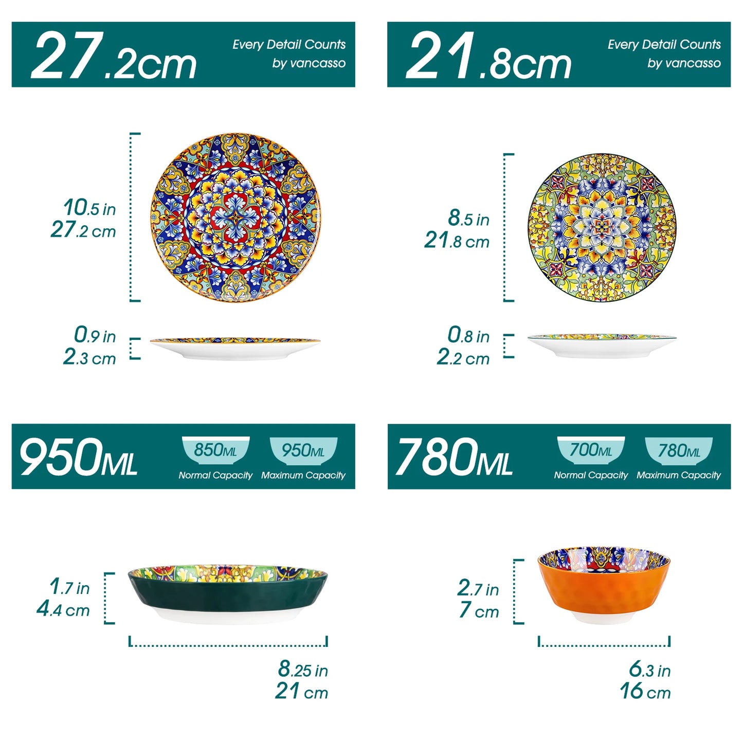 vancasso Ceramic Bohemian Style Dinnerware Set