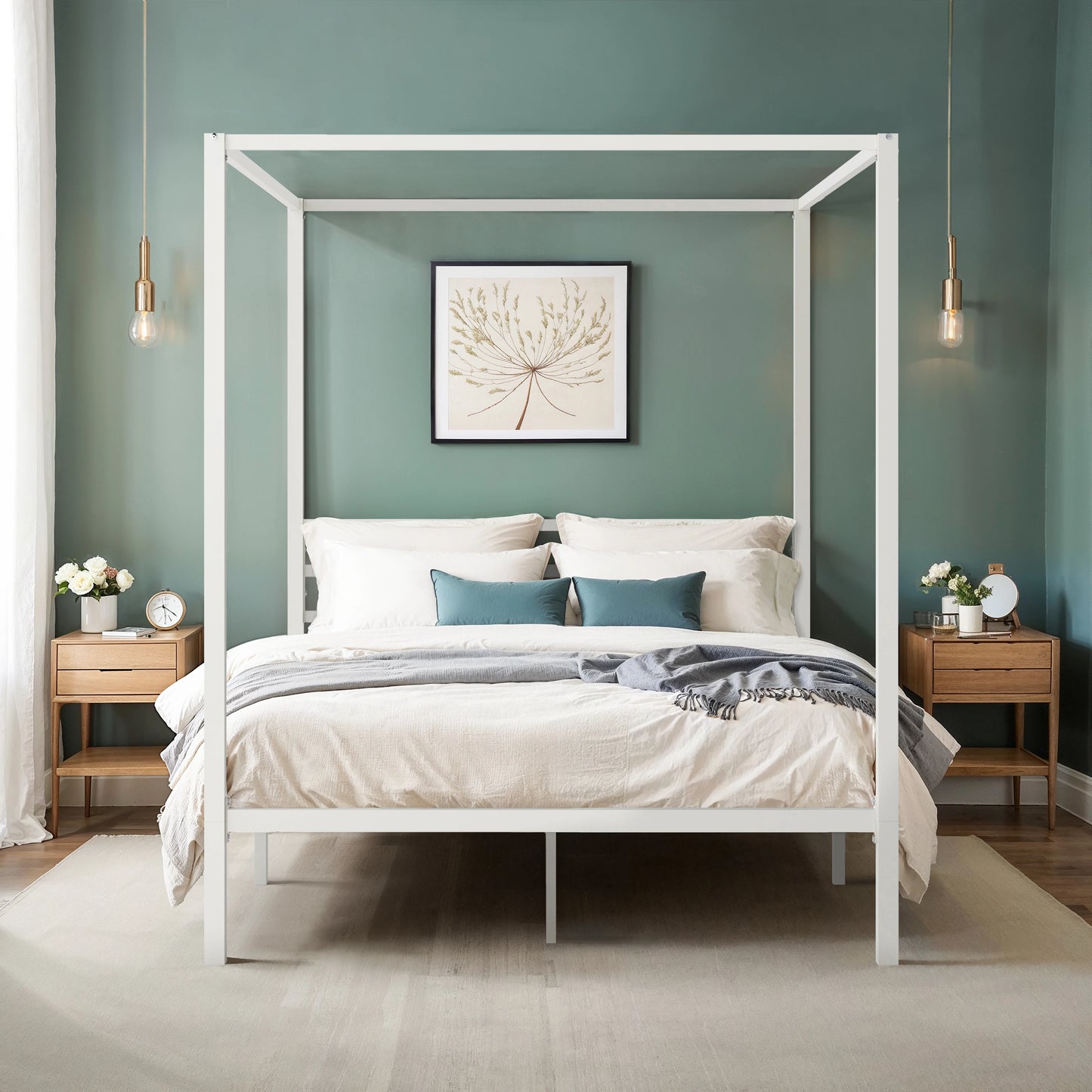 Canopy Bed Frame, 4-Poster, No Box Spring Needed