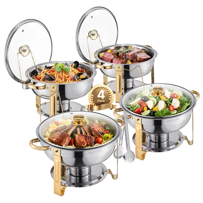 SucceBuy 5 Qt 4 Pack Chafing Dish Buffet Set