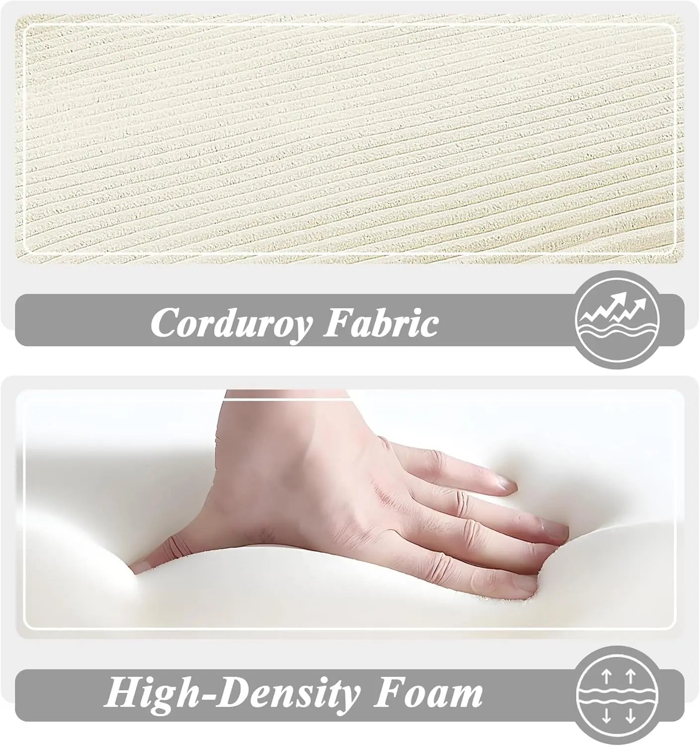 Oversized Chaise Lounge Chair with 3 Comfy Pillows                   for Living Room Bedroom, Wide Arms Corduroy Fabric High-Density