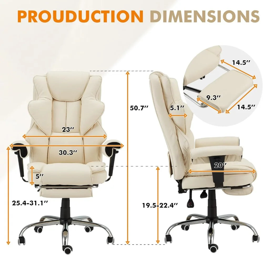 Ergonomic Massage Office Chair Leather
