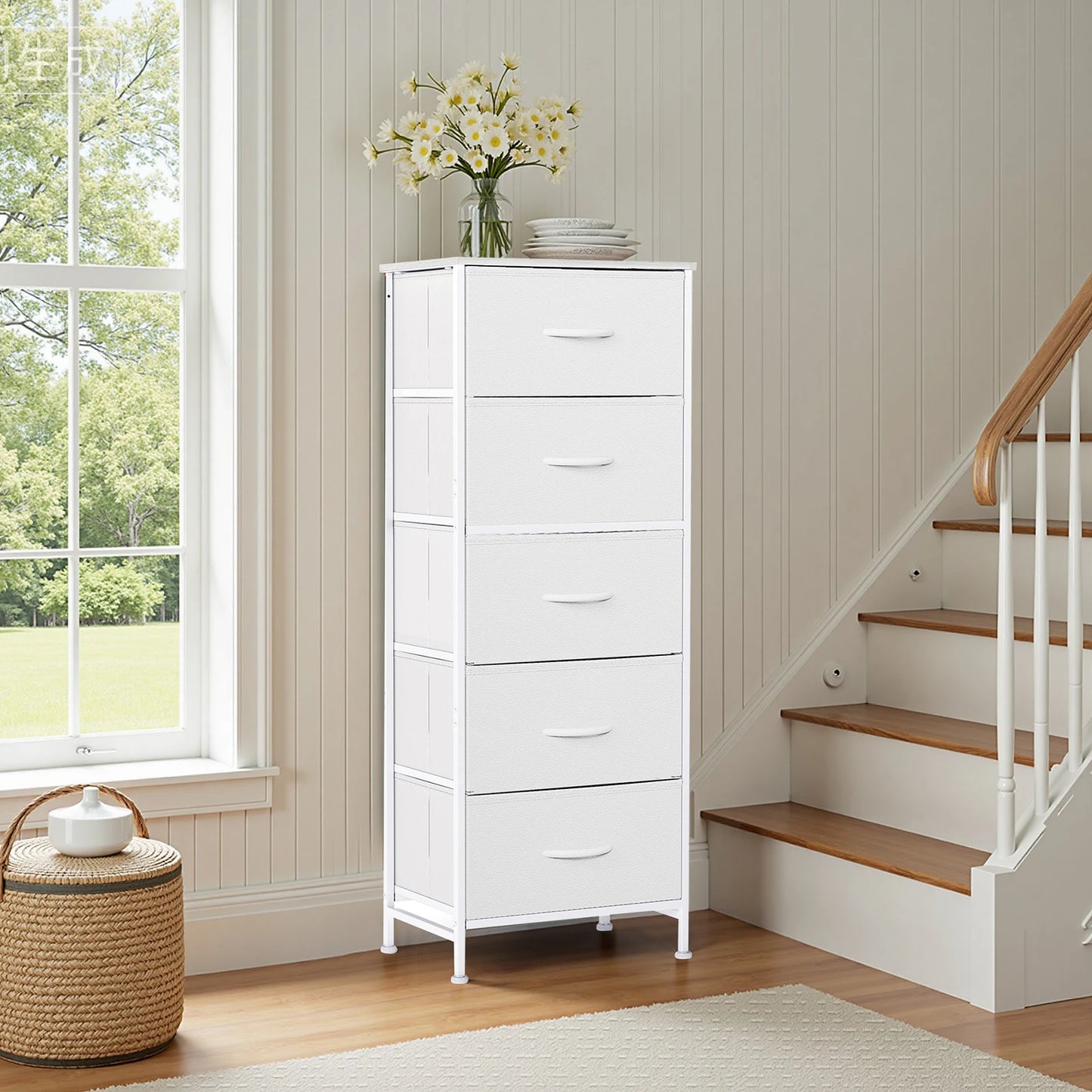 JHK 48IN Dresser 5 Fabric Drawers