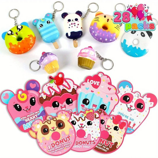 JOYFY 28 Pack Dessert squishy toys,  Keychains