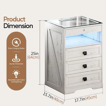 Smart Nightstand with Lockable Gun Drawer