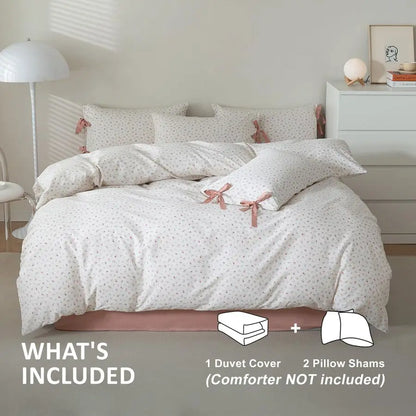 Pink Flower Stripes Duvet Cover Set Twin