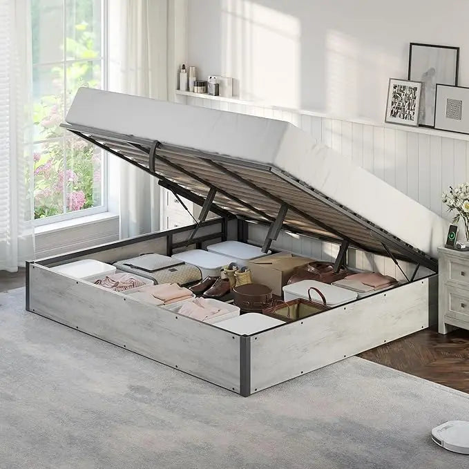 Lift Up Storage Underneath Bed Solid Wood