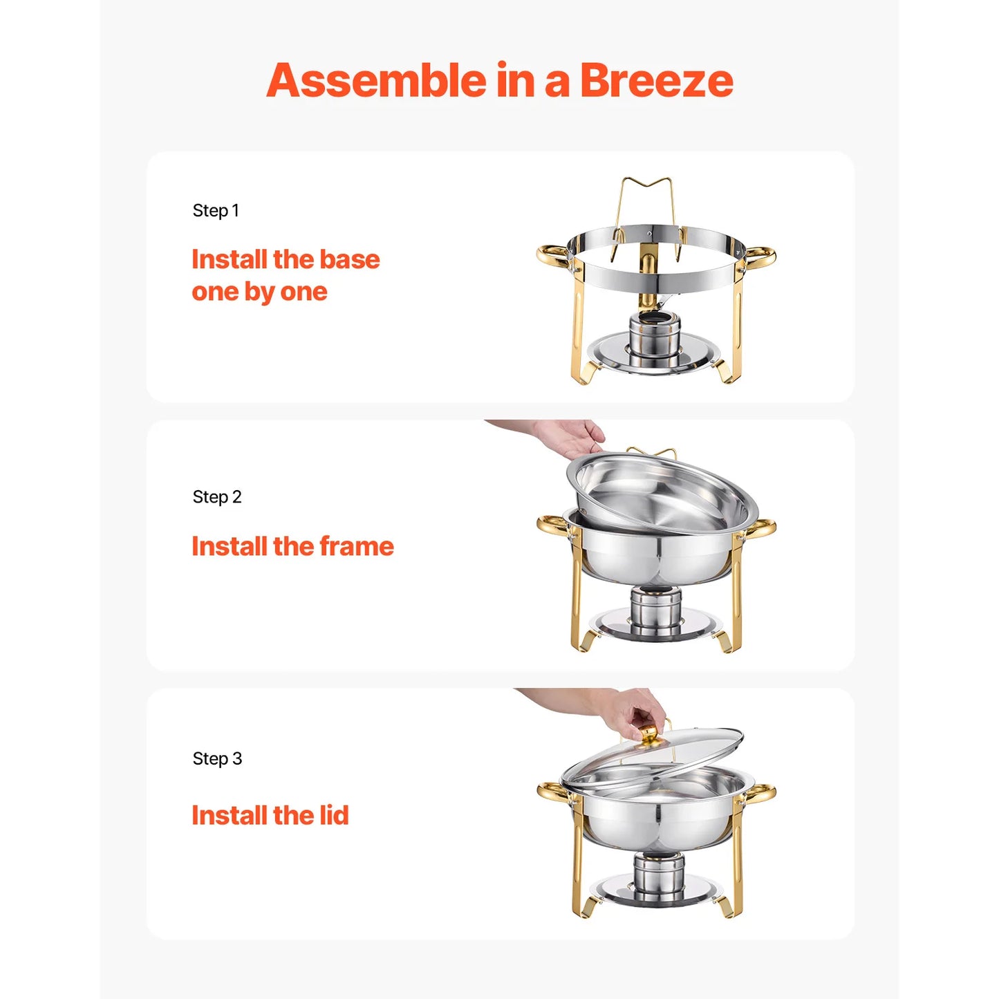 SucceBuy 5 Qt 4 Pack Chafing Dish Buffet Set