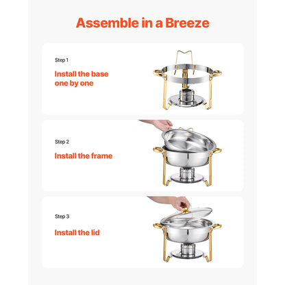 SucceBuy 5 Qt 4 Pack Chafing Dish Buffet Set