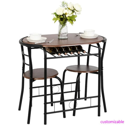 Small Kitchen Table Set for 2 with Wine Rack
