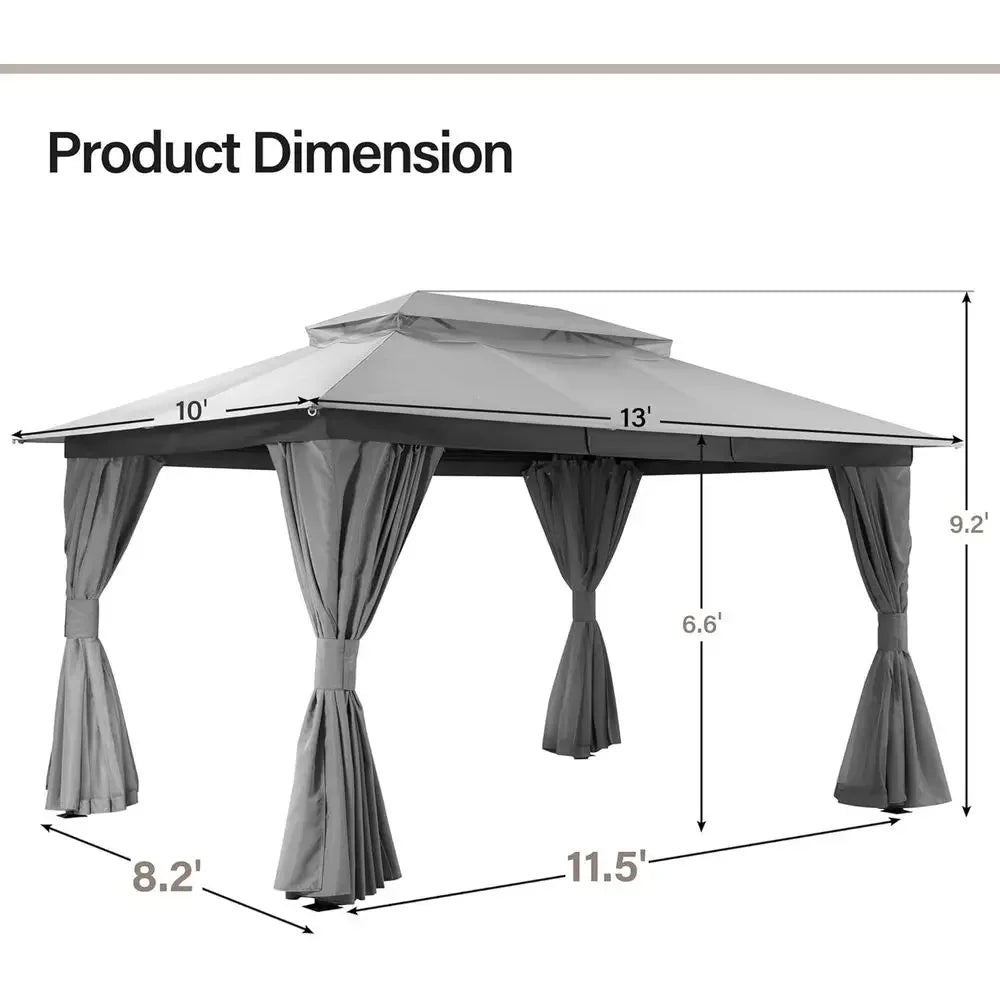 Outdoor 10x13 Patio Gazebo with Double Roof