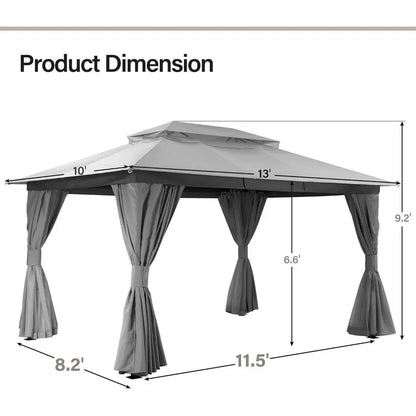 Outdoor 10x13 Patio Gazebo with Double Roof
