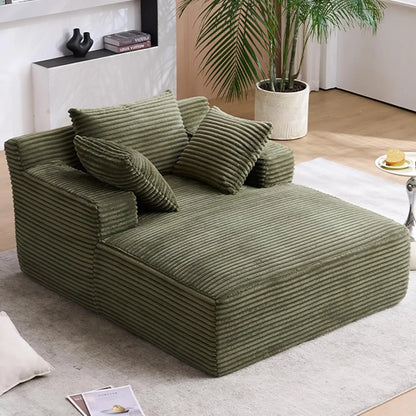 Oversized Chaise Lounge Chair with 3 Comfy Pillows                   for Living Room Bedroom, Wide Arms Corduroy Fabric High-Density