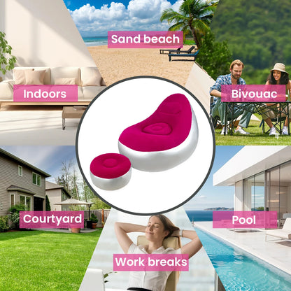 Inflatable Lazy Sofa/Chair Folding Portable                                            Lazy Sofa with Foot Stool Air Couch Sofa for Livingroom and Bedroom