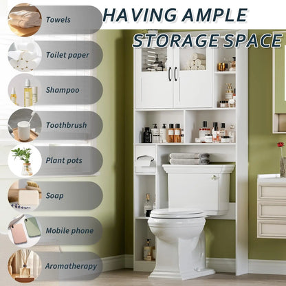 Over Toilet Storage Cabinet With Glass Door,