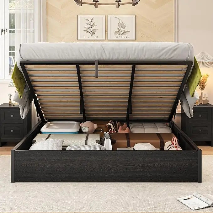 Lift Up Storage Underneath Bed Solid Wood