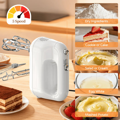 Electric Portable Kitchen Mixer with Dough Hooks