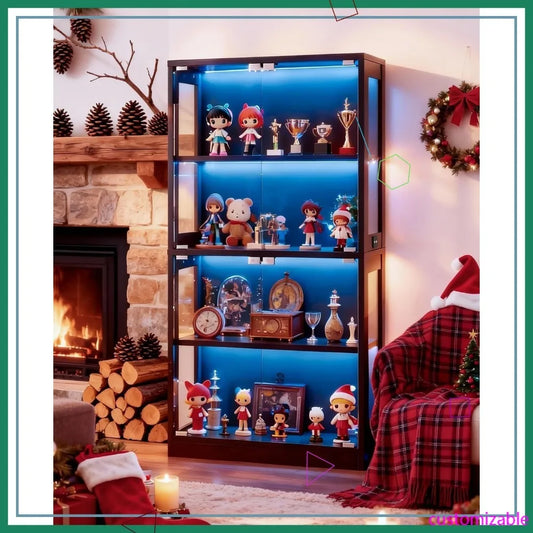 4-Tier Glass Cabinet with LED Lights