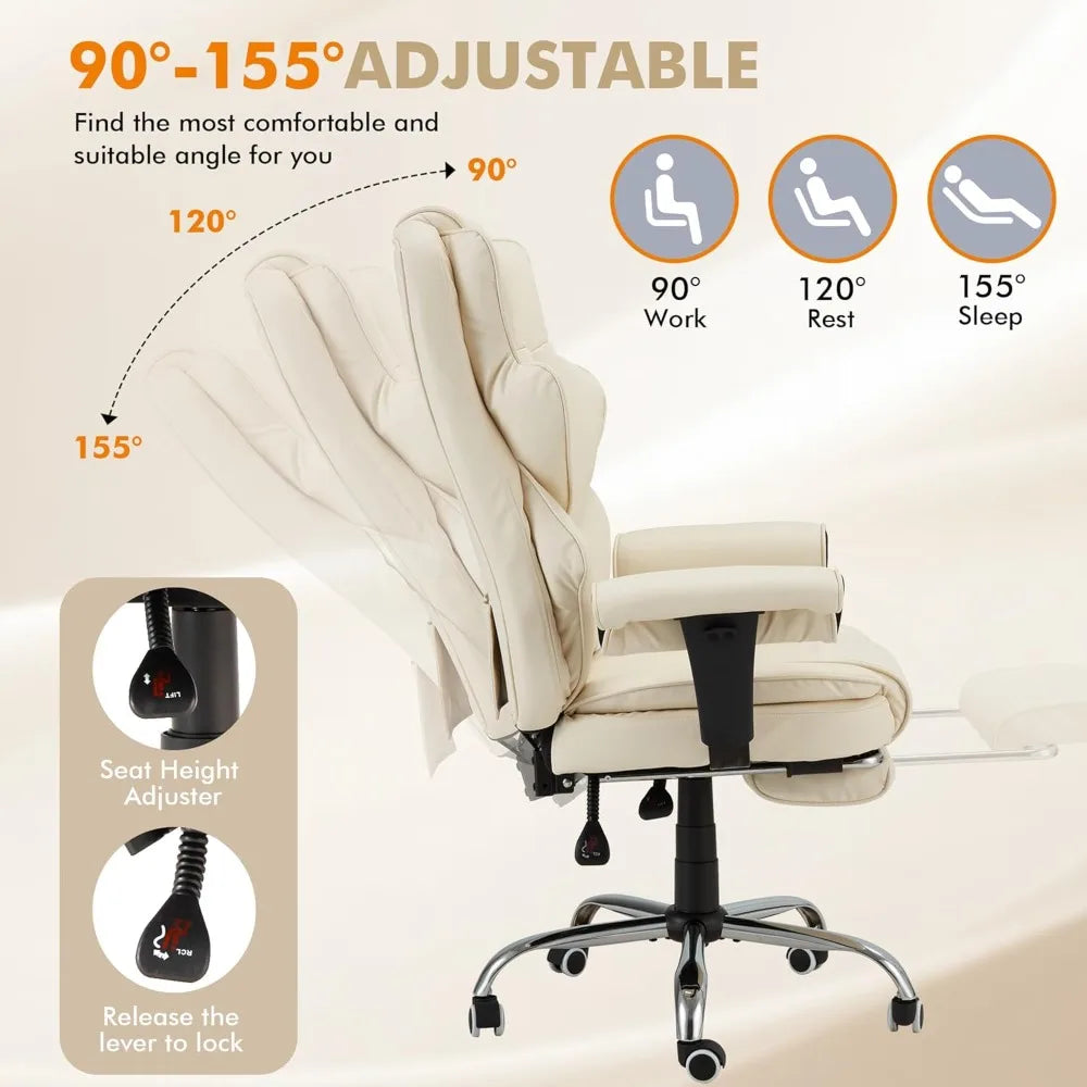 Ergonomic Massage Office Chair Leather