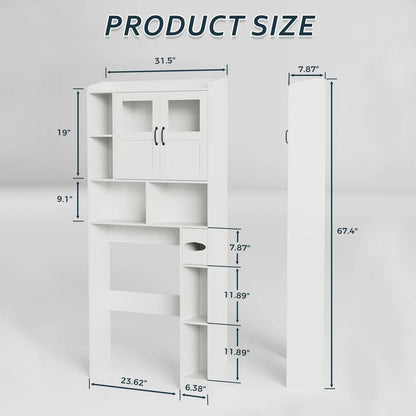 Over Toilet Storage Cabinet With Glass Door,