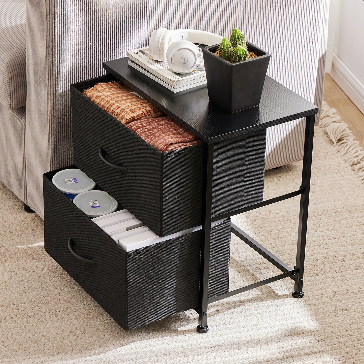 Nightstand Bedside Coffee Sofa Tea Table 2 Drawers