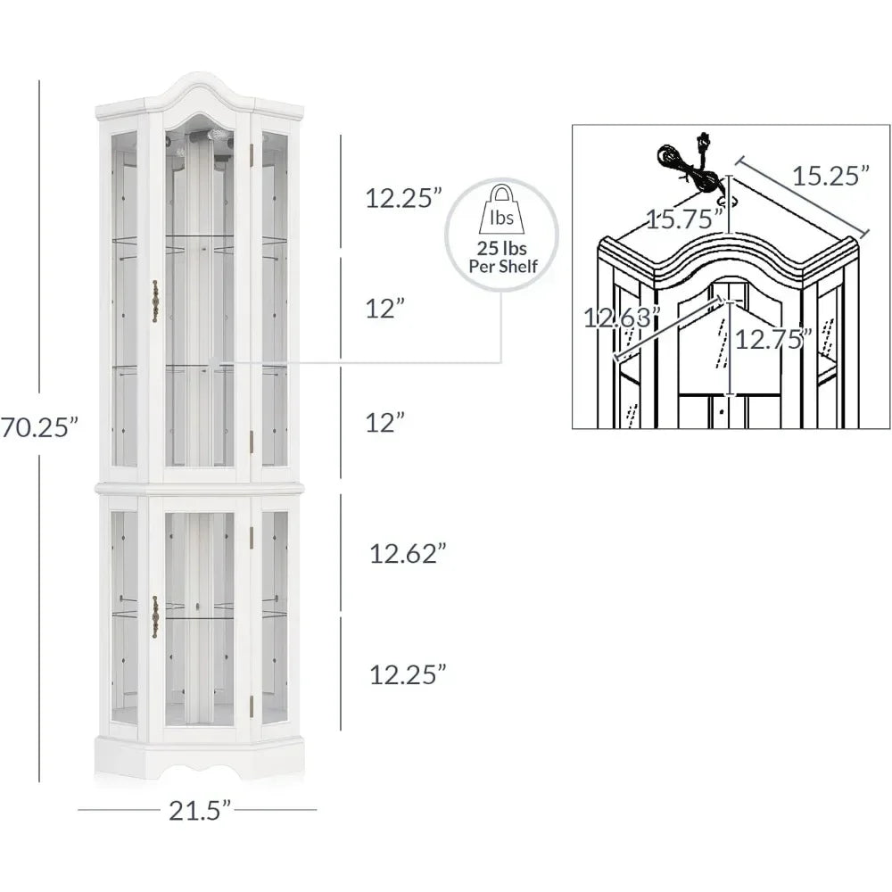 Hot salesLighted 3-Side Glass Display Curio Cabinet