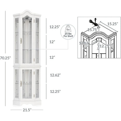 Hot salesLighted 3-Side Glass Display Curio Cabinet