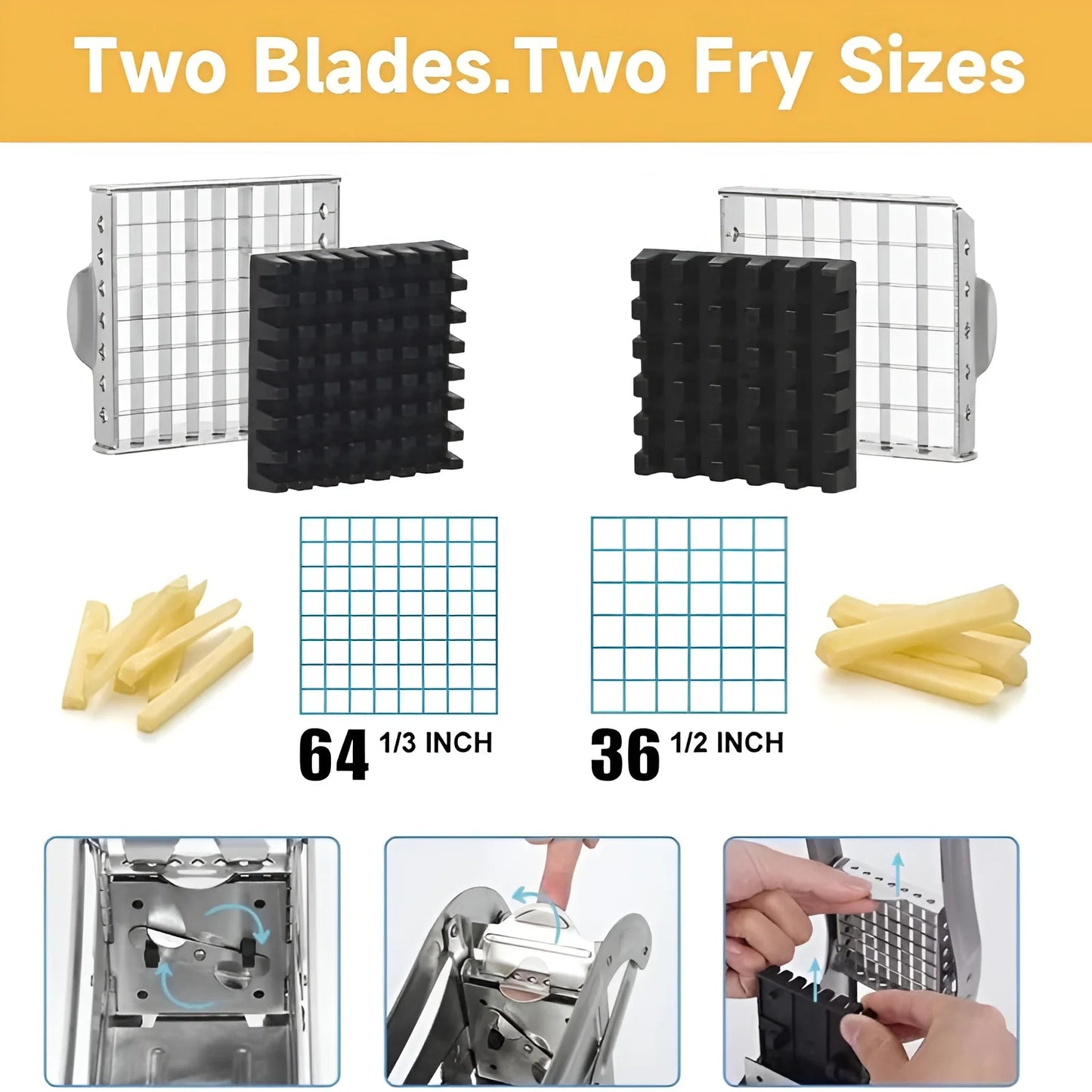 Manual French Fry Cutter with 2 Blades,