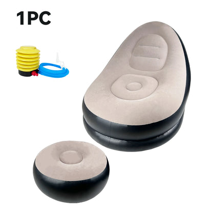 Inflatable Lazy Sofa/Chair Folding Portable                                            Lazy Sofa with Foot Stool Air Couch Sofa for Livingroom and Bedroom