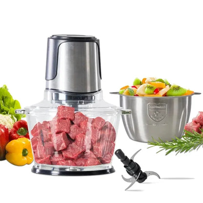 Electric Food Processor with Dual Bowls
