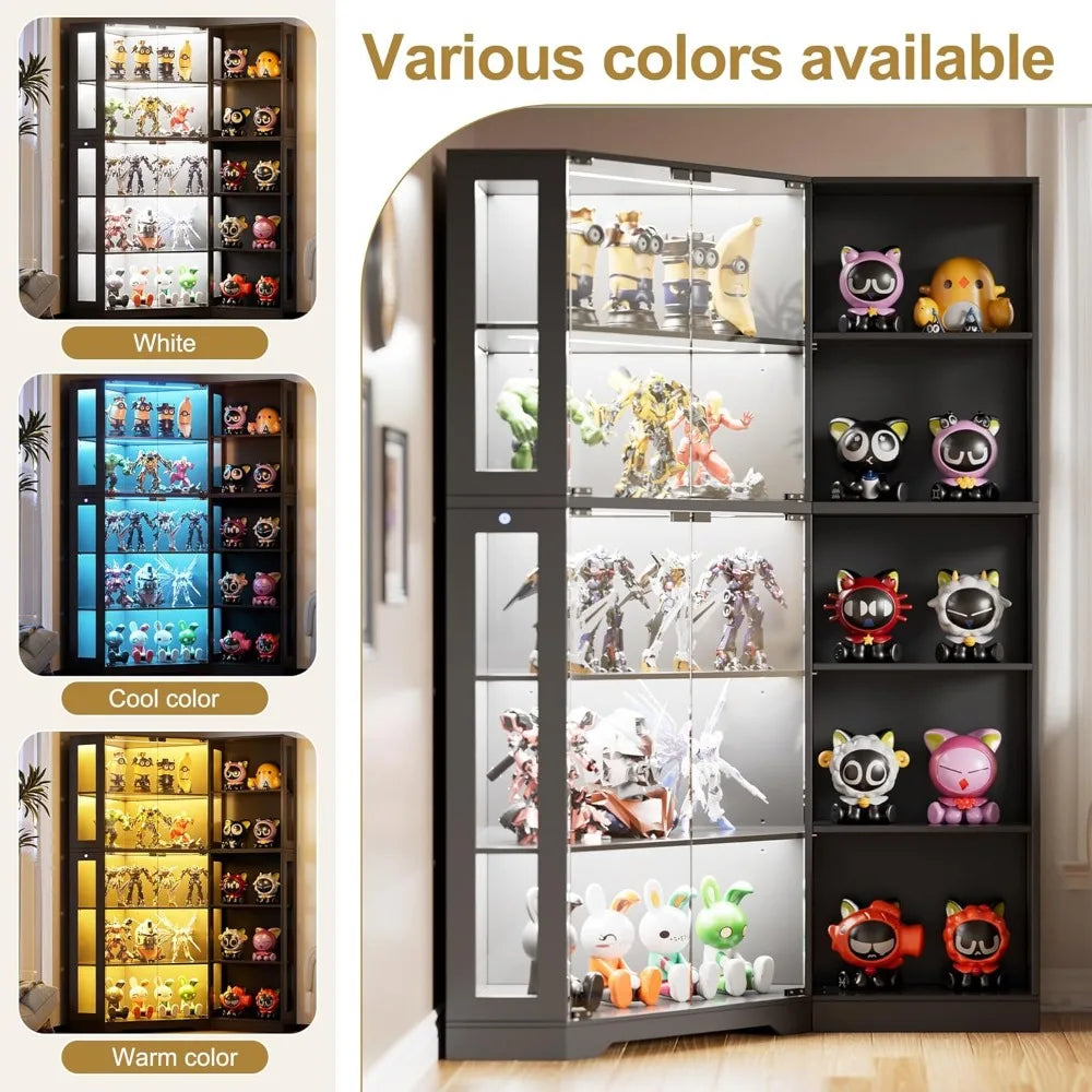 Corner Display Cabinet with LED Lights