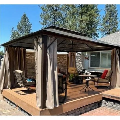 10'x13' Hardtop Gazebo, Polycarbonate Double Roof Canopy,