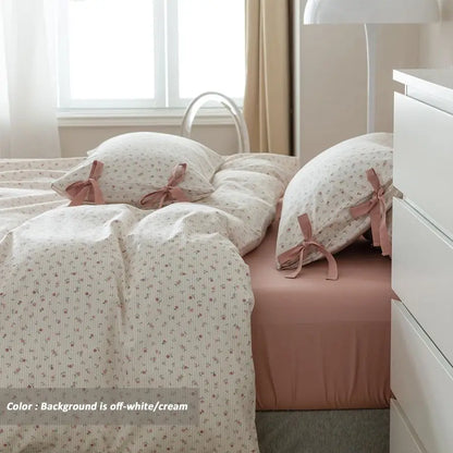 Pink Flower Stripes Duvet Cover Set Twin