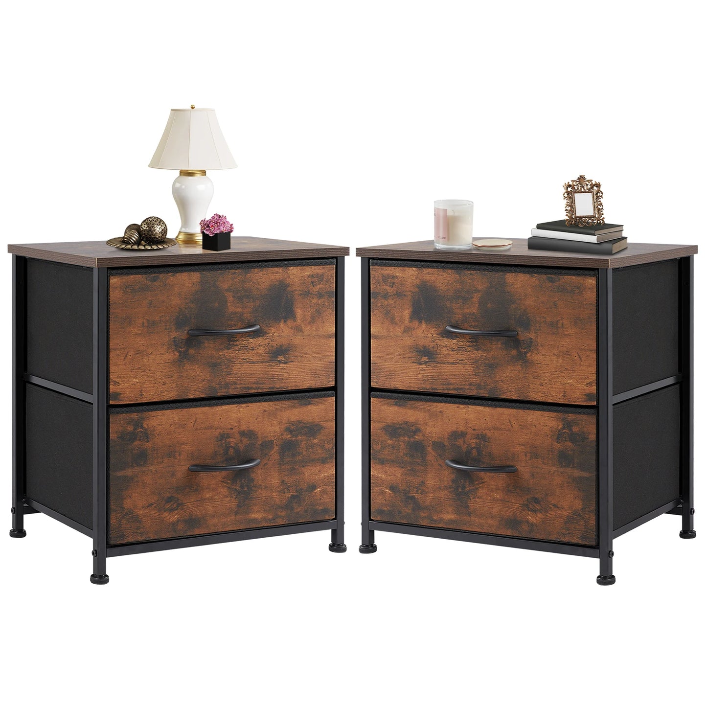 Nightstand Bedside Coffee Sofa Tea Table 2 Drawers