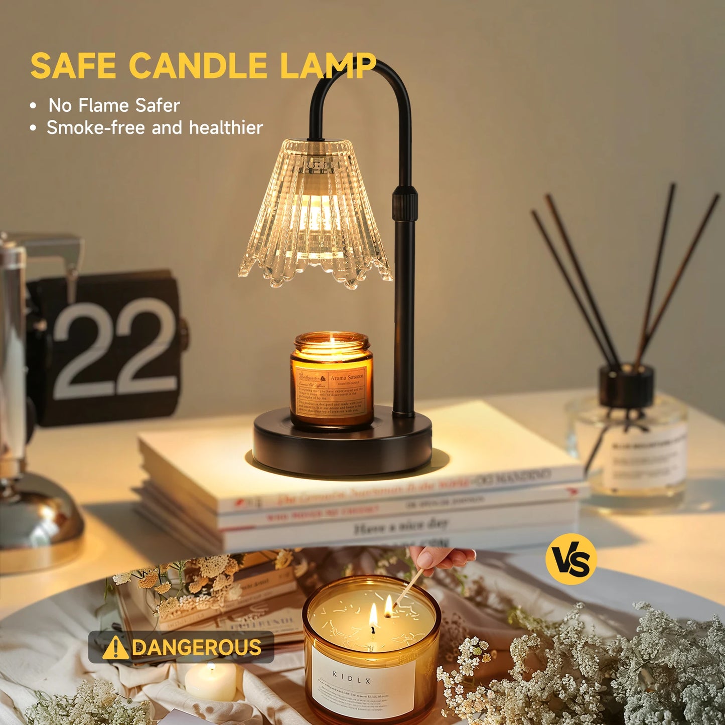 Retro Candle Heating Lamp - Smart Dimming Timer Aromatherapy Wax Heater, Safe and Energy-Saving Wax Melting Lamp, Suitable for V