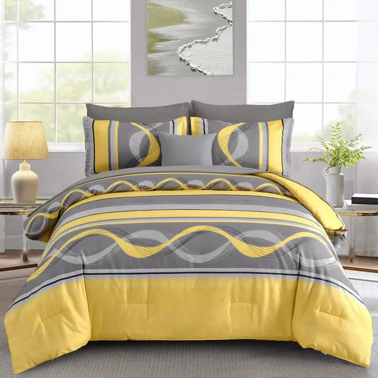 Yellow Comforter Set Queen Striped Bedding