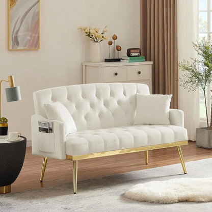 55-Inch Velvet Loveseat Sofa Gold Legs