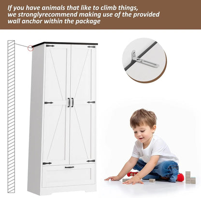 Kitchen Pantry Storage Cabinet with Barn Doors