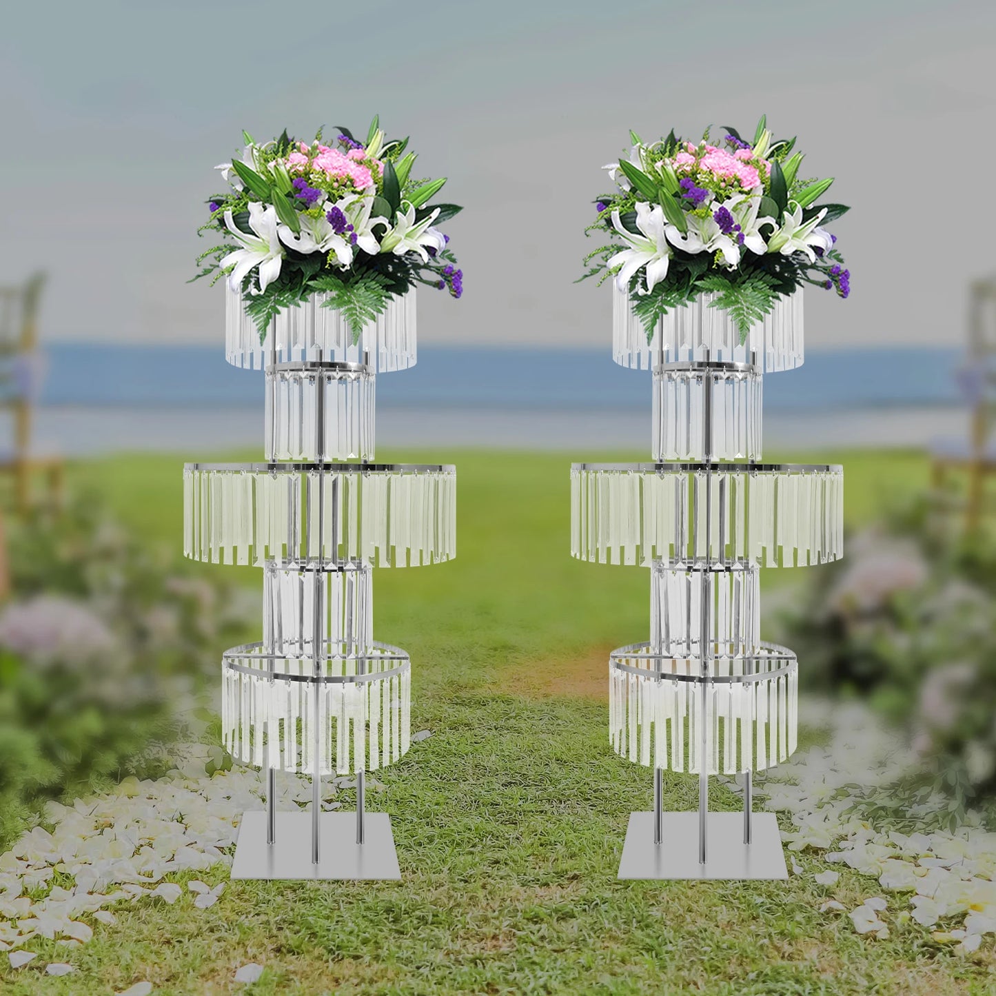 2PCS Crystal Flower Stand Crystal Vases Gold/Silver