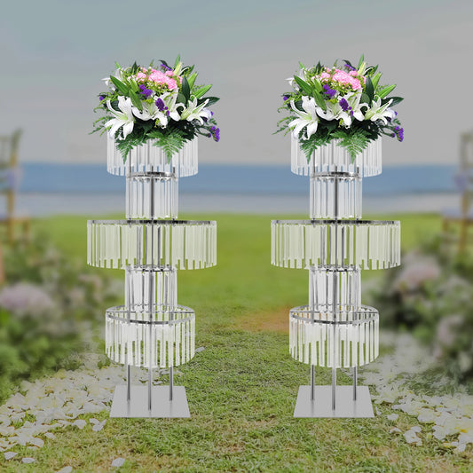 2PCS Crystal Flower Stand Crystal Vases Gold/Silver